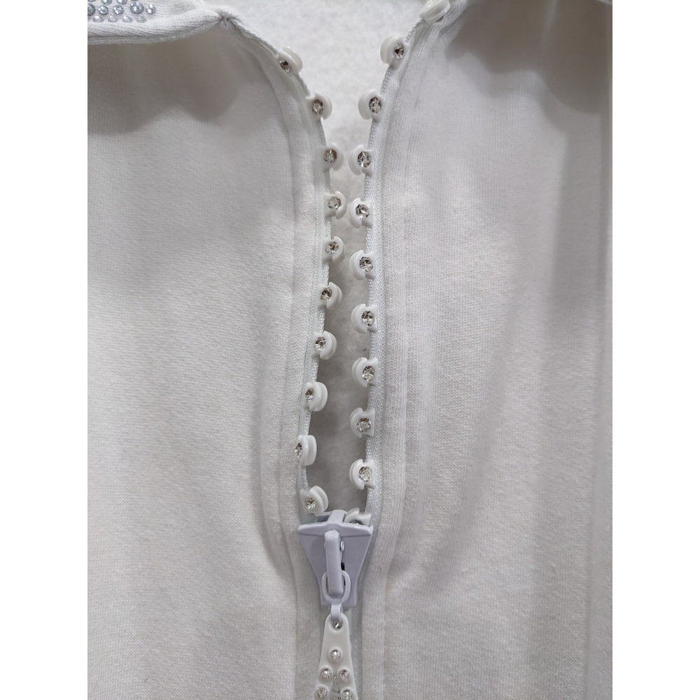 Isaac's‎ DESIGNS Sweatshirt Jacket Zip Embellished Sparkly Rhinestones White 1XL - Picture 5 of 16